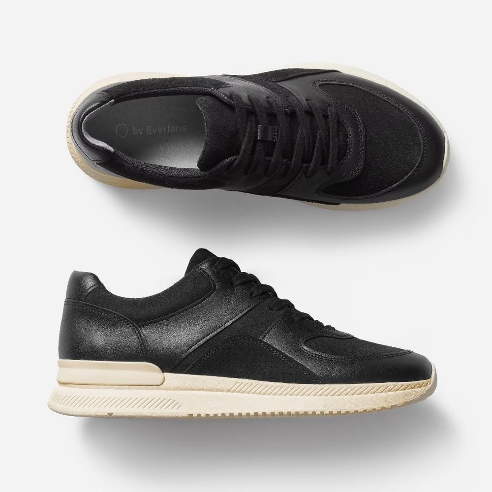 NWOB Everlane The Trainer Sneaker Black Leather Women’s SZ 7 Men’s 5 Tennis Shoe